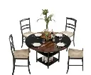 NNETMLT Round Dining Table - Rustic Brown & Black