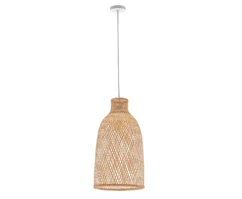 Natural Woven Bamboo Cone Pendant Lamp Hanging Light Bell Shade Boho Tropical