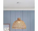 Natural Hand Woven Bamboo Dome Pendant Lamp Hanging Light Rattan Style