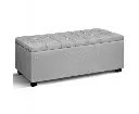 Artiss Storage Ottoman Blanket Box 97cm Button Linen Grey