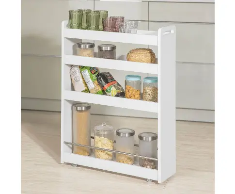 Slimline Rolling Storage Shelf, White