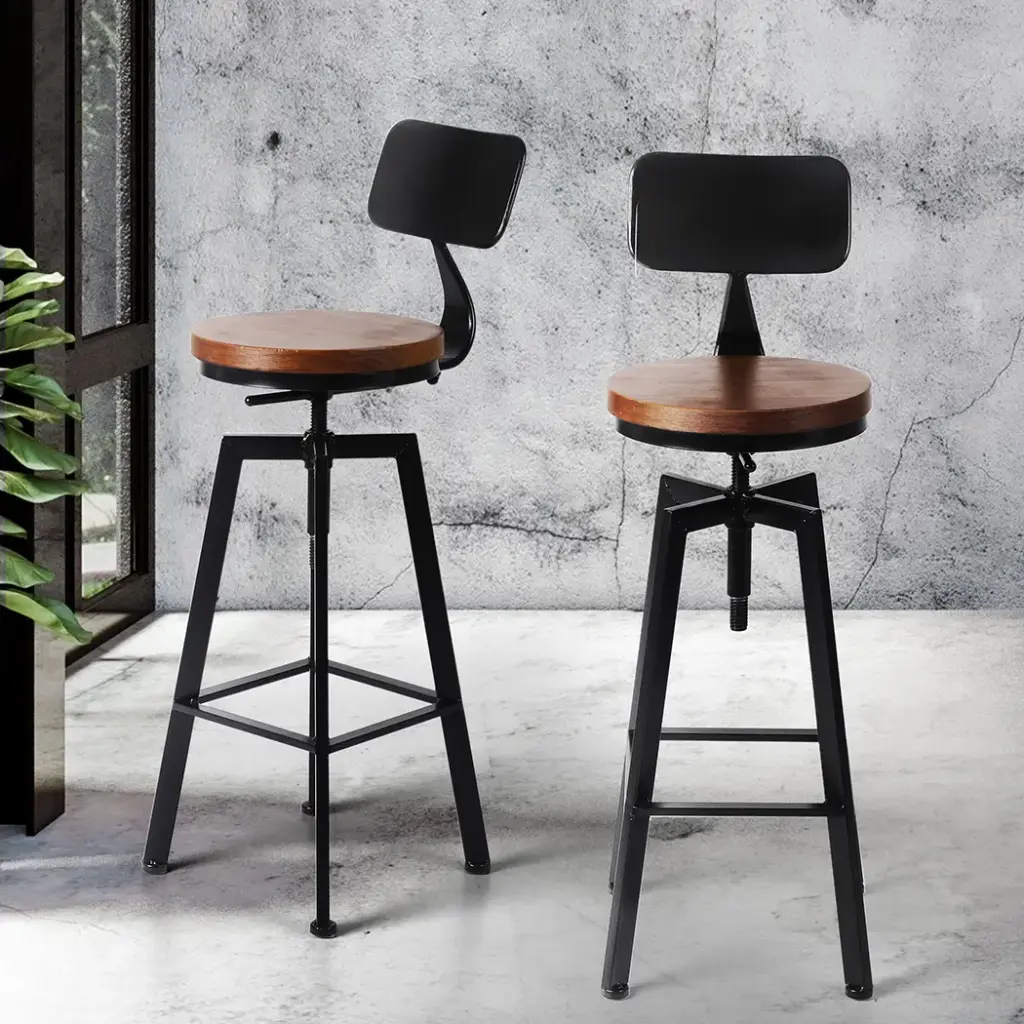 Levede 2x Bar Stool Kitchen Wooden Metal