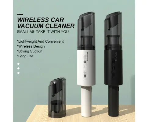 Wireless Charge 6000Pa Suction Powerful Portable Car Vacuum Cleaner Home Duster(White)