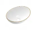 Cefito Bathroom Basin Ceramic Vanity Sink Hand Wash Bowl Gold Line 41x34cm