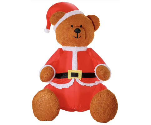 275cm Xmas Christmas Charm Deluxe Inflatable Plush Bear w/ LED Lights Decoration