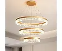 Gold 3 Rings 180W Modern Luxury Ring Pendant Light Adjustable Water Ripple LED Chandelier