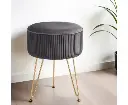 Artiss Ottoman Foot Stool Velvet Stripe Round Grey