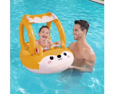 Bestway Kids Inflatable Fox Swim Float Floating Seat Canopy Pool Toys 94x66CM