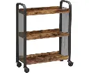 Rustic Brown Kitchen Trolley Rolling Cart with Steel Structure (66 x 26 x 85 cm)