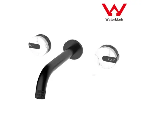 2021 New Marble Stone handle matte black wall taps 1/4 turn matte black pattern