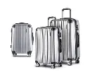 Wanderlite 3pc Luggage Trolley Travel Set Suitcase Carry On TSA Lock Hard Case Lightweight Silver