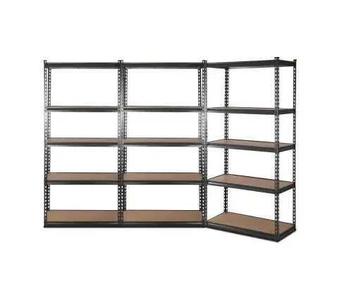 3x1.8M 5-Shelves Steel Warehouse Shelving Racking Garage Storage Rack Grey