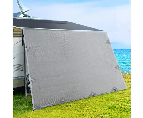 5.2M Caravan Privacy Screens 1.95m Roll Out Awning End Wall Side Sun Shade