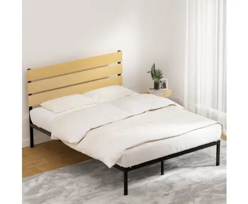 Artiss Bed Frame Metal Bed Base Queen Size Platform Foundation Black PAULA