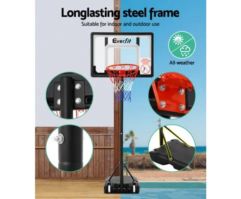 Everfit Adjustable Portable Basketball Stand Hoop System Rim