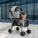 PaWz Two-tier Pet Stroller Double Dog Pram Cat Carrier Travel Pushchair Foldable