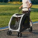 PaWz Pet Dog Stroller Pram Carrier Cat Travel Foldable 4 Wheels 50kg Capacity