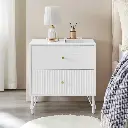 SARANTINO DIEGO BEDSIDE TABLE NIGHT STAND WITH 2 DRAWERS - WHITE