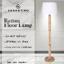 RATTAN FLOOR LAMP WITH OFF-WHITE LINEN SHADE BY SARANTINO