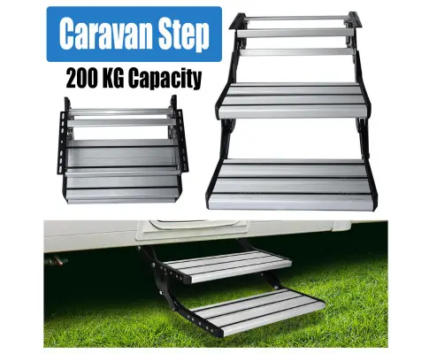 Aluminium Double Caravan Step Pull Out Folding Steps For Road RV Camper Trailer