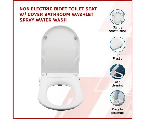 Non Electric Bidet Toilet Seat W/ Cover Bathroom Washlet Spray Water Wash