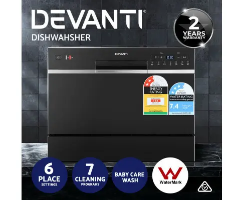 Devanti 6 Place Settings Benchtop Dishwasher