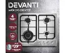 Devanti Gas Cooktop 60cm Gas Stove Cooker 4 Burner Cook Top Konbs NG LPG Steel