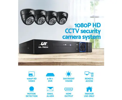 UL-tech CCTV Camera Security System Home 8CH DVR 1080P IP Day Night 4 Dome Cameras Kit