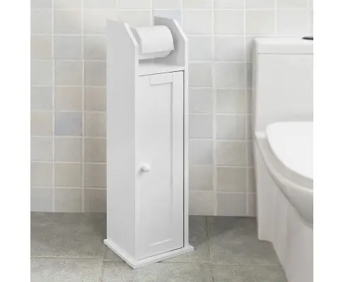 Toilet Paper Holder with Storage, Freestanding Cabinet, Toilet Brush Holder and Toilet Paper Dispenser