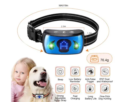 Dog Bark Collar - Vibration Magnetic Charging Waterproof Smart Barking Detection