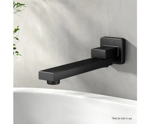 Cefito Bathroom Mixer Spout Wall Bath Tap Square Swivel Bathtub Black