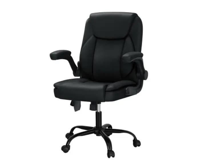 Artiss 2 Point Massage Office Chair Leather Mid Back Black