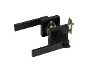 Door Handle Set Lever Key Lock Function Square Black