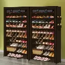 2X Levede Shoe Rack Storage Cabinet Cube DIY Organiser 10 Tier Organizer Brown