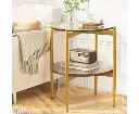 Artiss Coffee Table Side Table Laptop Desk Bedside Sofa Glass Table Metal Frame