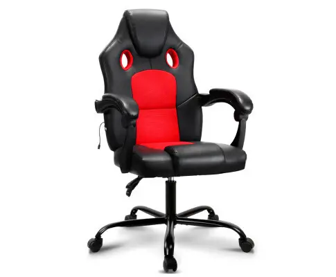 Artiss Massage Office Chair Gaming Computer Seat Recliner Racer Red