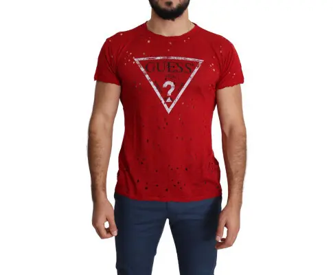 Guess Red Cotton Stretch T-shirt L Men