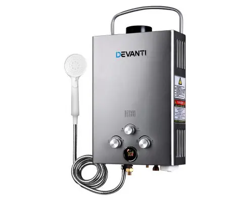 Devanti Portable Gas Water Heater 8LPM Outdoor Camping Shower Grey