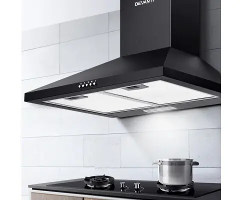 Devanti Pyramid Range Hood Rangehood 600mm 60cm Kitchen Canopy Black