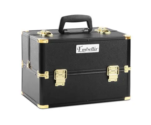 Embellir Portable Cosmetic Beauty Makeup Case - Black & Gold