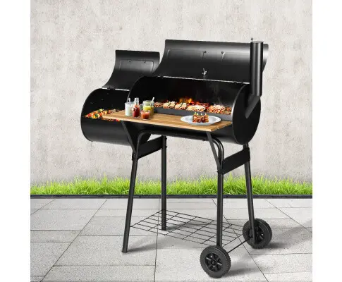 Grillz 2-in-1 Offset BBQ Smoker - Black