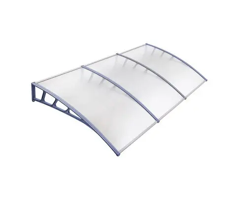 Instahut Window Door Awning Canopy 1.5mx3m Transparent Sheet Grey Plastic Frame