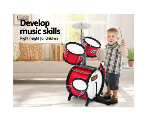 Keezi Kids 7 Drum Set Junior Drums Kit Musical Play Toys Childrens Mini Big Band