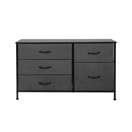 Levede Storage Cabinet Tower Chest of Drawers Dresser Tallboy 5 Drawer Grey