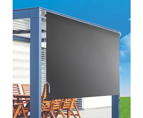 Retractable Straight Drop Roll Down Awning Garden Patio Screen 2.1X2.5M