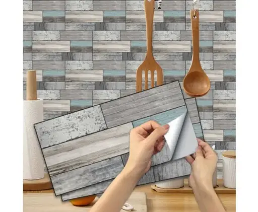 Waterproof Tiles Wallpaper Stickers Bathroom Kitchen Timber Blue