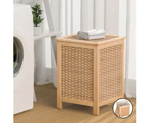 Artiss Laundry Hamper Bathroom Storage Cabinet Wooden Organiser Bag Clothes