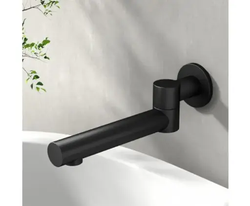 Cefito Bathroom Mixer Spout Wall Bath Tap Round Swivel Bathtub Black