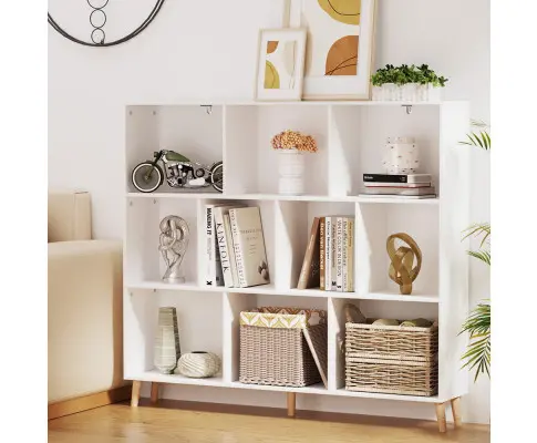 Artiss Bookshelf 3 Tiers 10 Cubes - CORA White