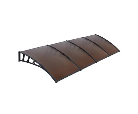 Instahut Window Door Awning Canopy 1.5mx4m Brown Sheet Black Plastic Frame